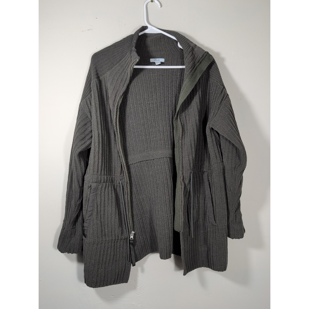 FLX Cardigan  Forest‎ Green Sweater Front Full Zip Size M